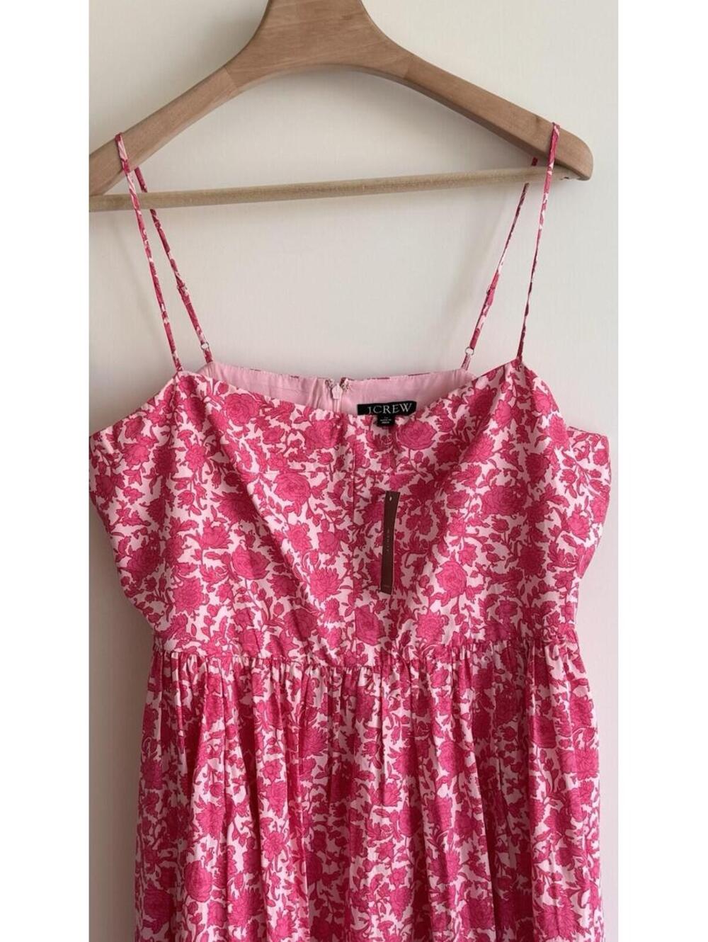 J.Crew A-Line Cotton Poplin Midi Dress Rosebud Floral Pink Size 16 NWT - Picture 5 of 9